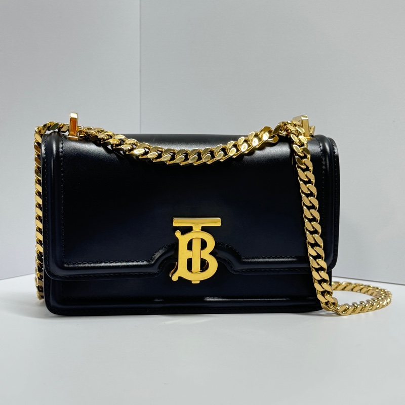 (極新🎁) Burberry 巴寶莉 全牛皮 黑金斜背包 【專櫃價85,000】-2