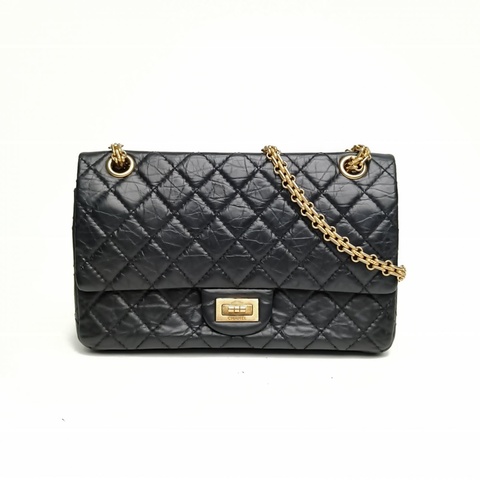 CHANEL 2.55口蓋包小號24黑色金扣肩背包