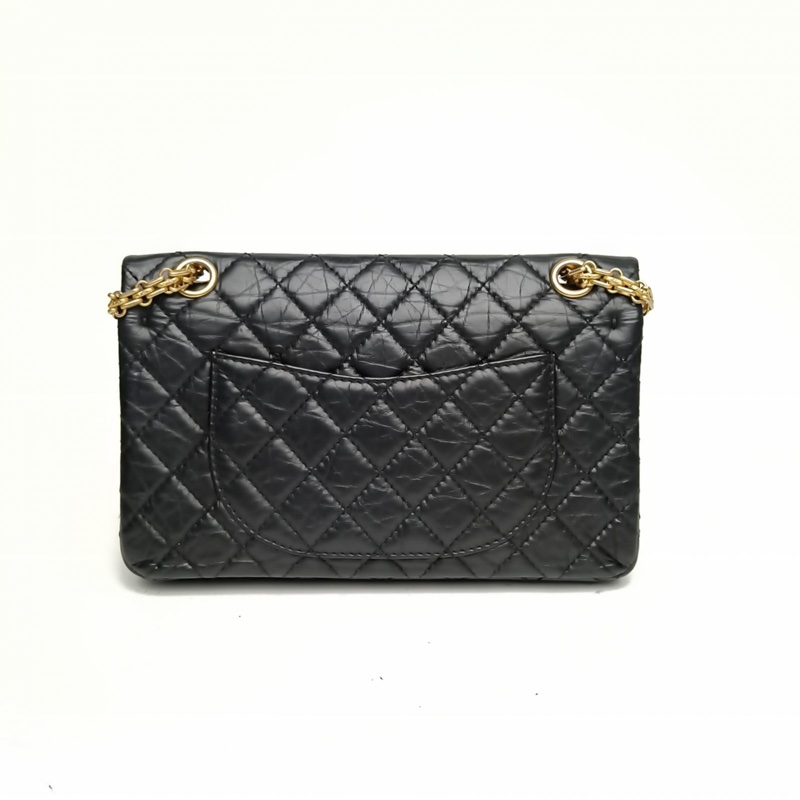CHANEL 2.55口蓋包小號24黑色金扣肩背包-2