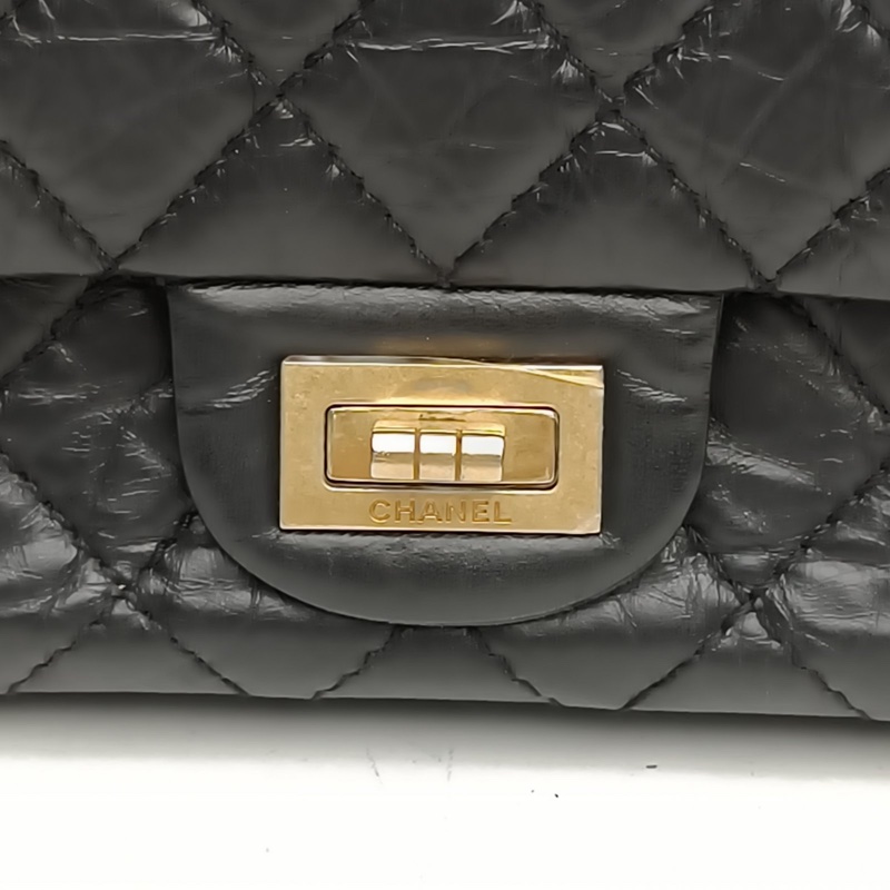 CHANEL 2.55口蓋包小號24黑色金扣肩背包-4