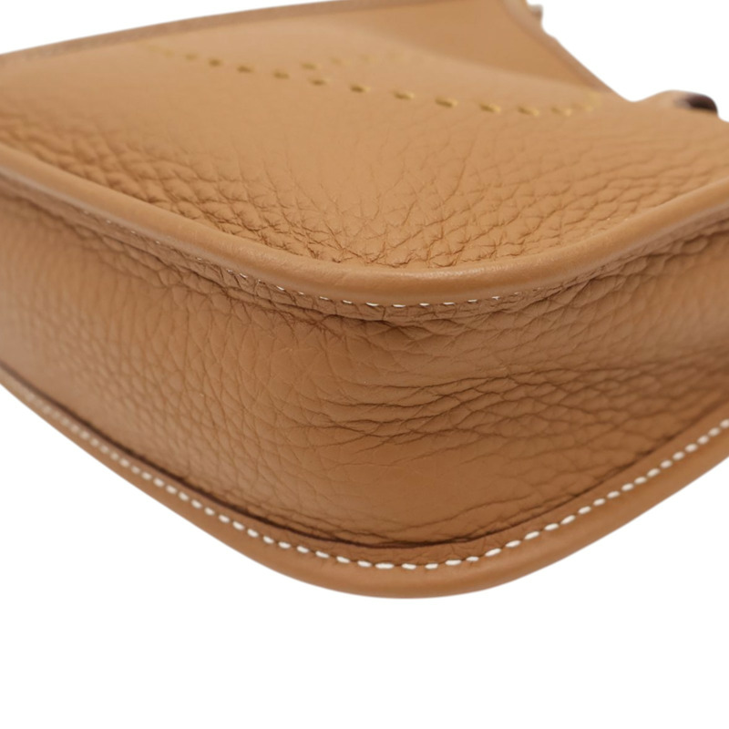 金棕色 Togo牛皮 Mini Evelyne肩背包 K刻 銀扣【HERMES 愛馬仕】 H069426CK-8