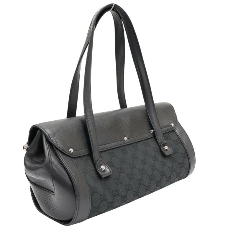 黑色 GG帆布 Bamboo Bullet 肩背包【GUCCI 古馳】 111713-1