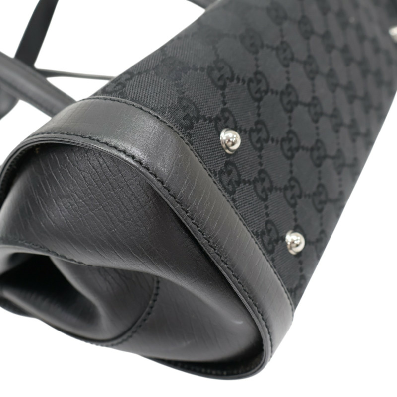 黑色 GG帆布 Bamboo Bullet 肩背包【GUCCI 古馳】 111713-7