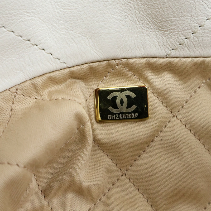 白色 菱格紋 羊皮 22 Small 鍊帶 肩背包 金釦【CHANEL 香奈兒】 AS3260-6