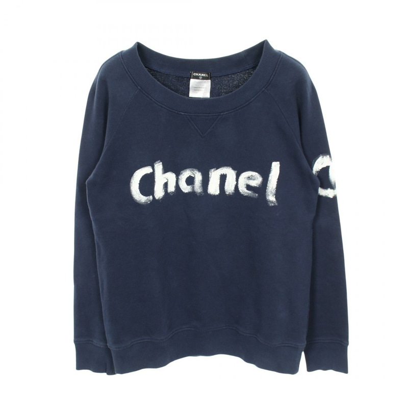 香奈兒 (CHANEL) 2013 聖誕系列長袖衛衣,純棉材質,海軍藍,二手女款 M 碼-0