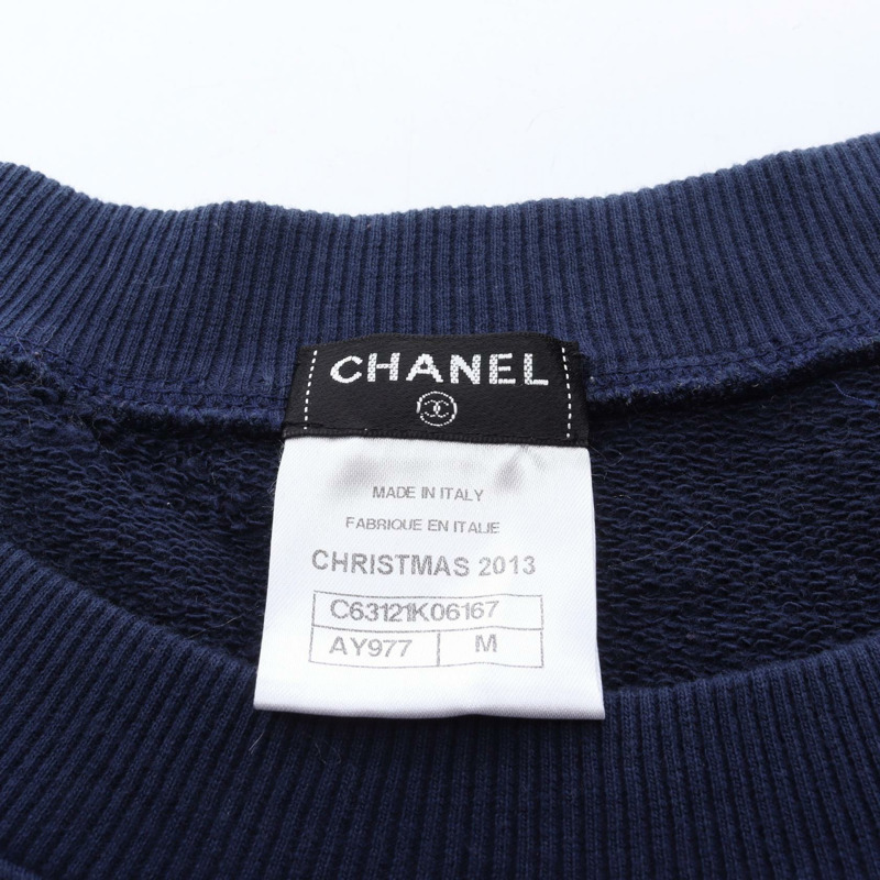 香奈兒 (CHANEL) 2013 聖誕系列長袖衛衣,純棉材質,海軍藍,二手女款 M 碼-2