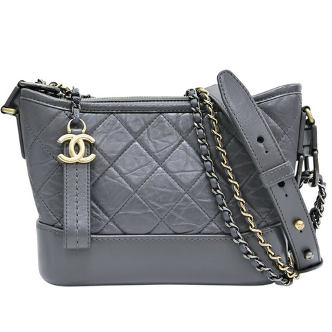 灰色 菱格紋 牛皮 Gabrielle Hobo Small 流浪包【CHANEL 香奈兒】 A91810