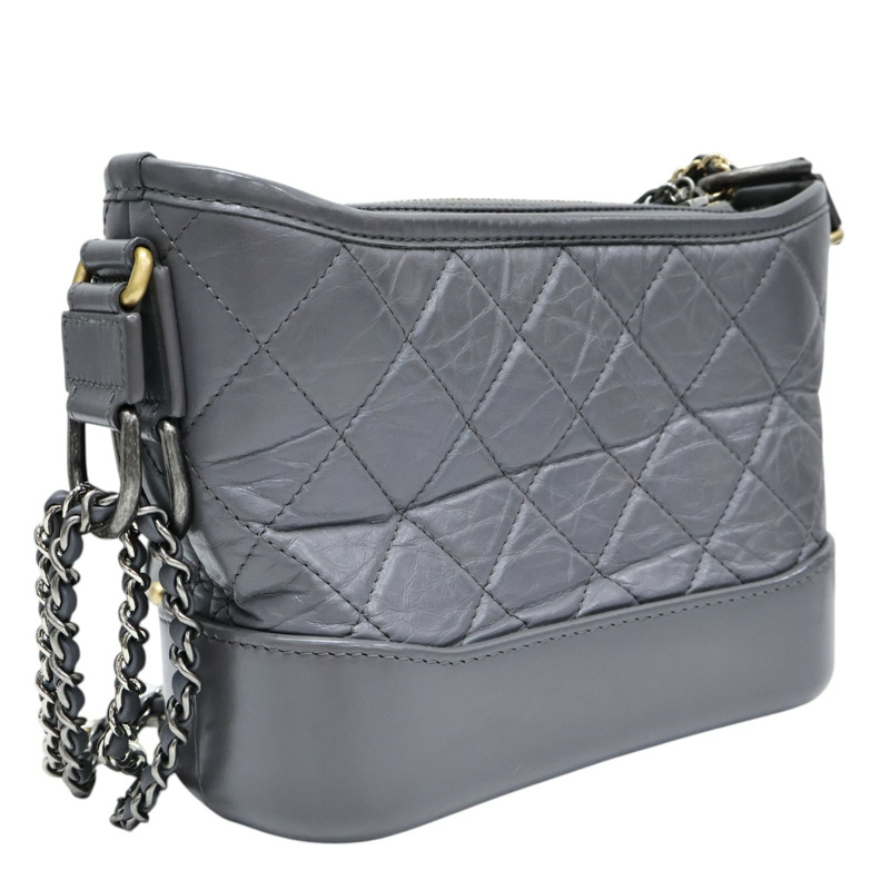 灰色 菱格紋 牛皮 Gabrielle Hobo Small 流浪包【CHANEL 香奈兒】 A91810-1