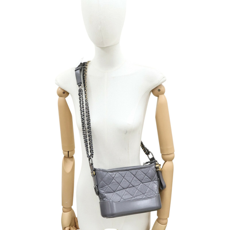灰色 菱格紋 牛皮 Gabrielle Hobo Small 流浪包【CHANEL 香奈兒】 A91810-5