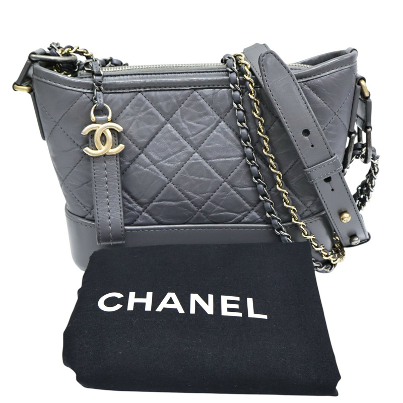 灰色 菱格紋 牛皮 Gabrielle Hobo Small 流浪包【CHANEL 香奈兒】 A91810-6
