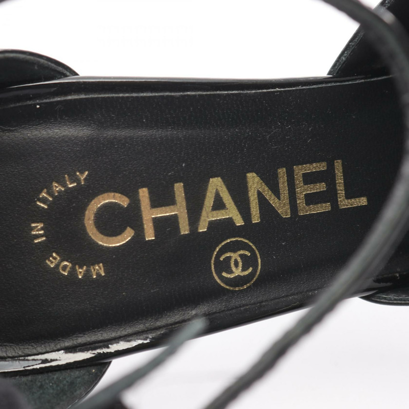 香奈兒 (CHANEL) Icon 高跟鞋 #36 1/2 G36314 皮革漆皮黑二手 CC-4