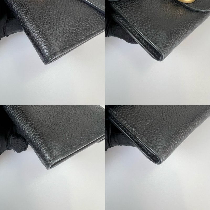 GUCCI 400586 黑金皮革掀蓋長夾-13