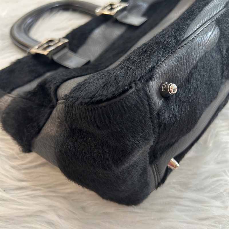 Fendi 黑銀色 拼接款 手提包-2