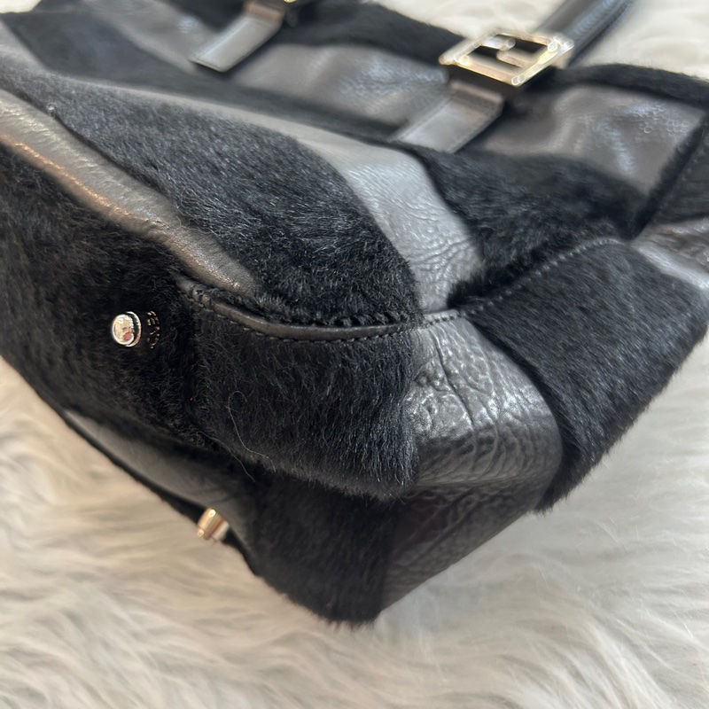 Fendi 黑銀色 拼接款 手提包-3