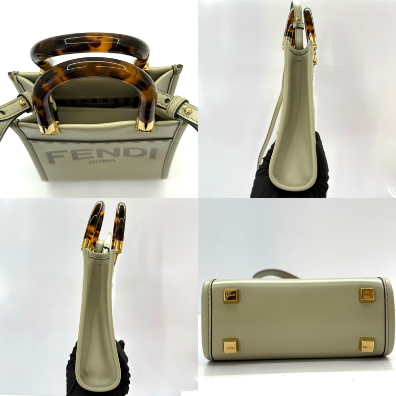 FENDI 芬迪 綠色牛皮MINI SUNSHINE SHOPPER 手提斜背2way包 8BS051-3