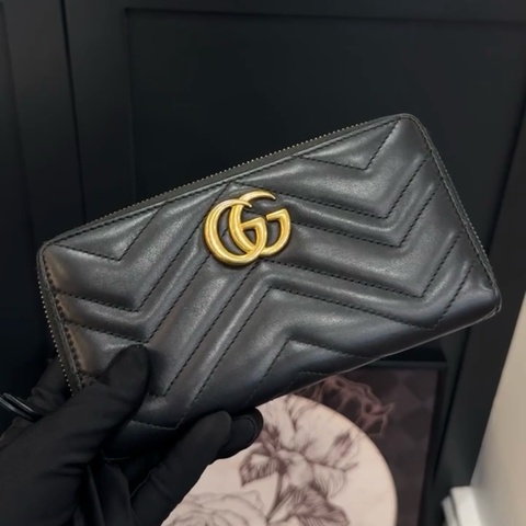 GUCCI 443123 黑色Marmontㄇ拉長夾