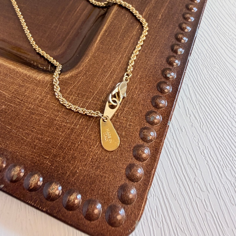 Valentino 圓牌鍍金項鍊 水鑽 v logo 閃石-12