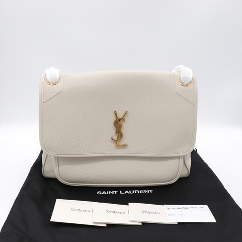 Saint Laurent YSL 聖羅蘭 白色NIKI 山羊皮 郵差包 手提包 肩背包 兩用包  （未使用保存品）