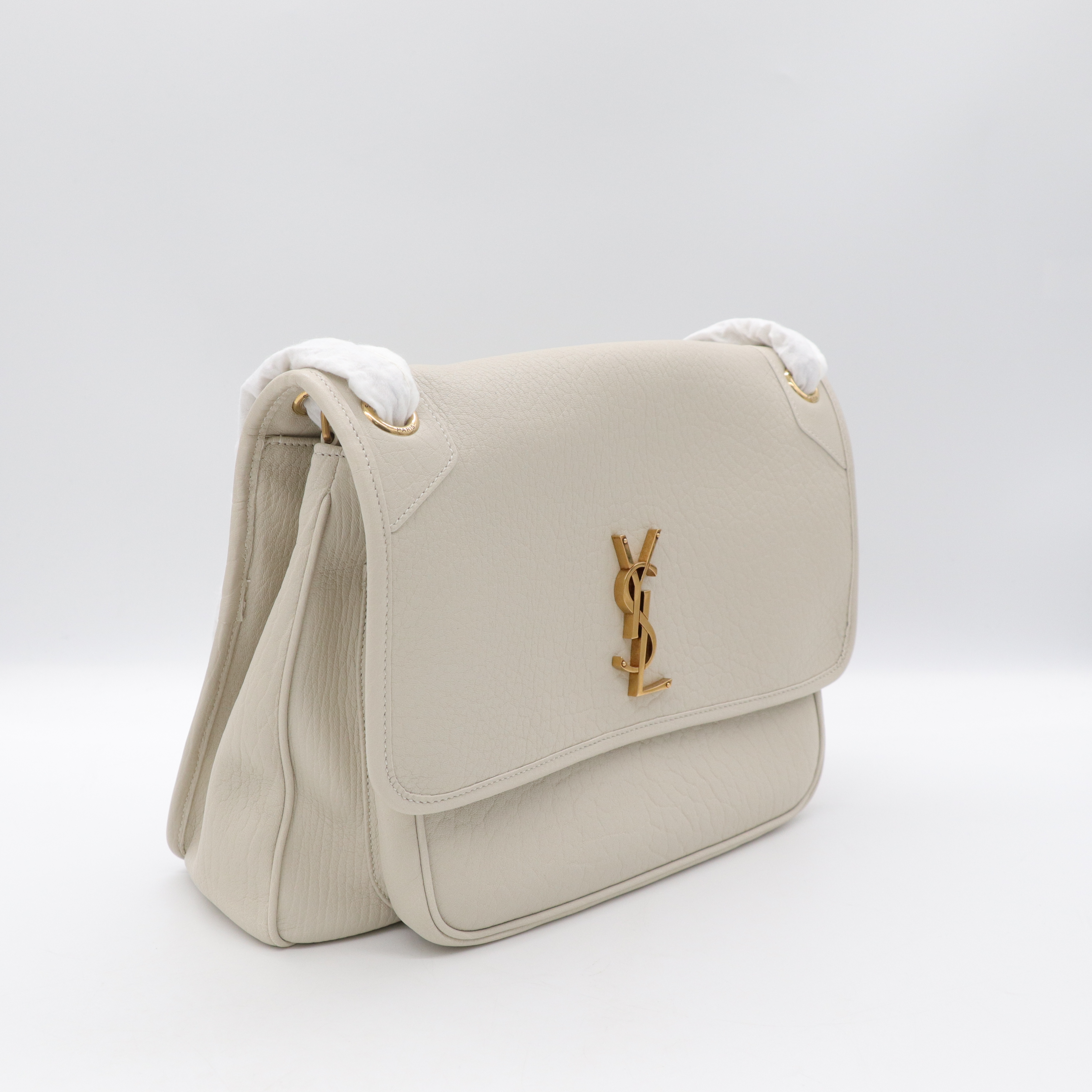 Saint Laurent YSL 聖羅蘭 白色NIKI 山羊皮 郵差包 手提包 肩背包 兩用包 (未使用保存品)-2