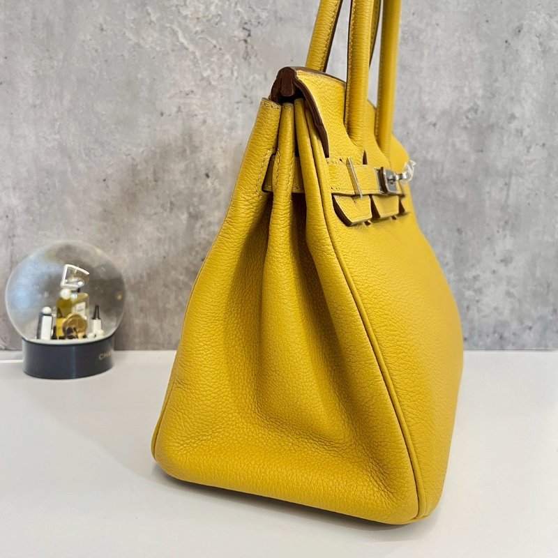 Hermes Birkin30 琥珀黃 玉米黃 銀釦-4