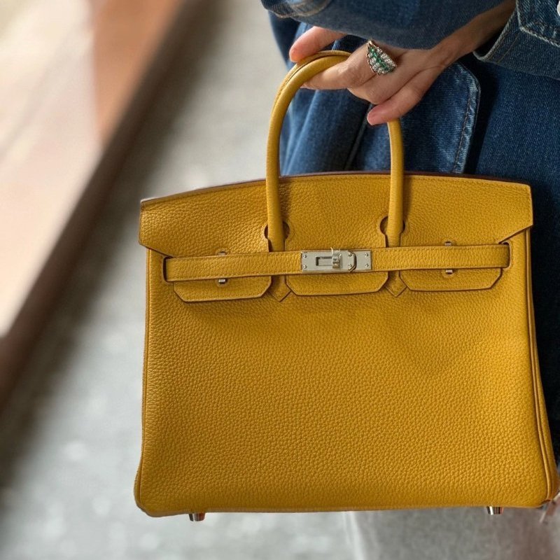 Hermes Birkin30 琥珀黃 玉米黃 銀釦-5