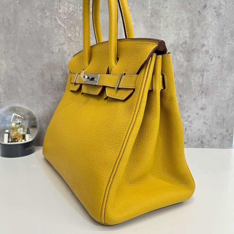 Hermes Birkin30 琥珀黃 玉米黃 銀釦-6
