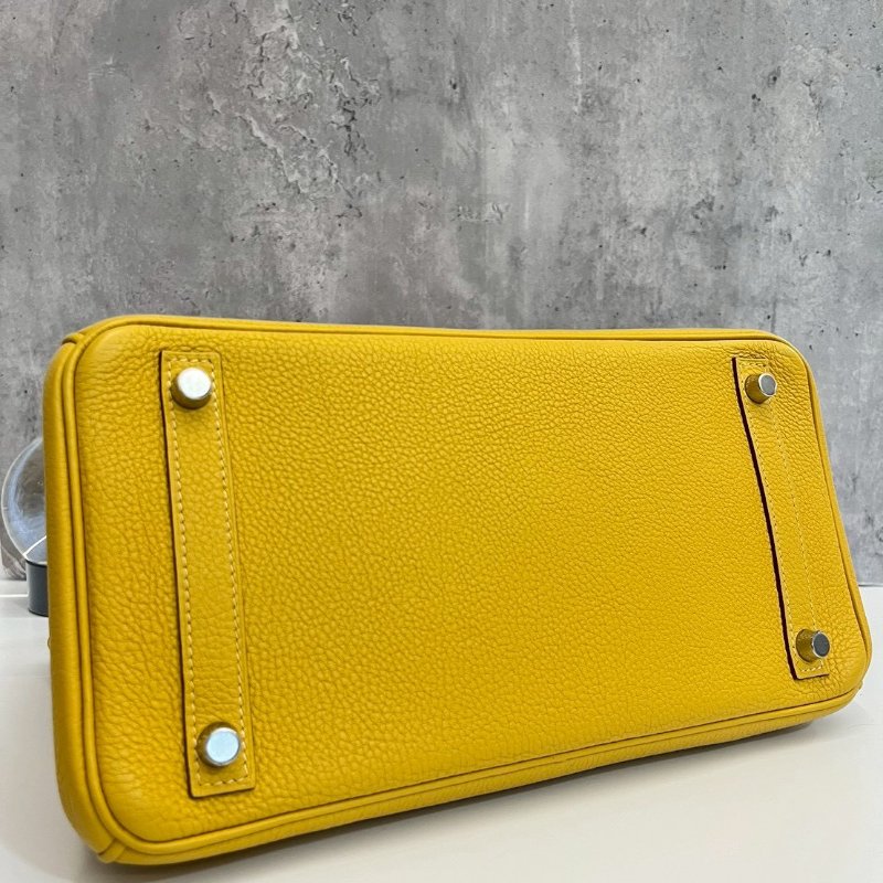 Hermes Birkin30 琥珀黃 玉米黃 銀釦-7