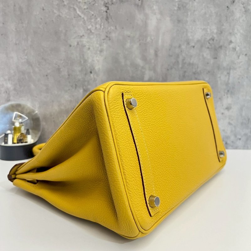 Hermes Birkin30 琥珀黃 玉米黃 銀釦-8