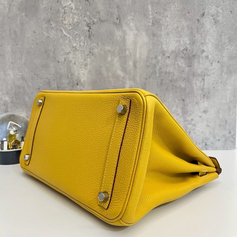 Hermes Birkin30 琥珀黃 玉米黃 銀釦-9