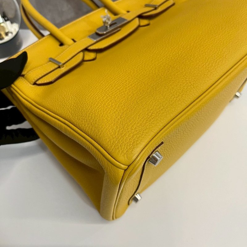 Hermes Birkin30 琥珀黃 玉米黃 銀釦-10