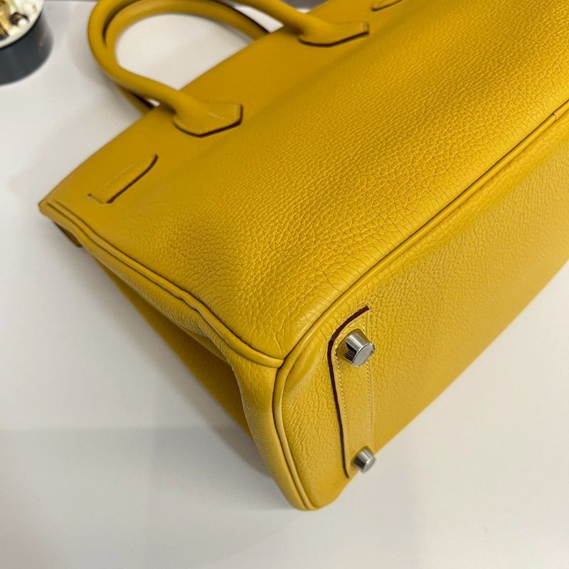 Hermes Birkin30 琥珀黃 玉米黃 銀釦-12