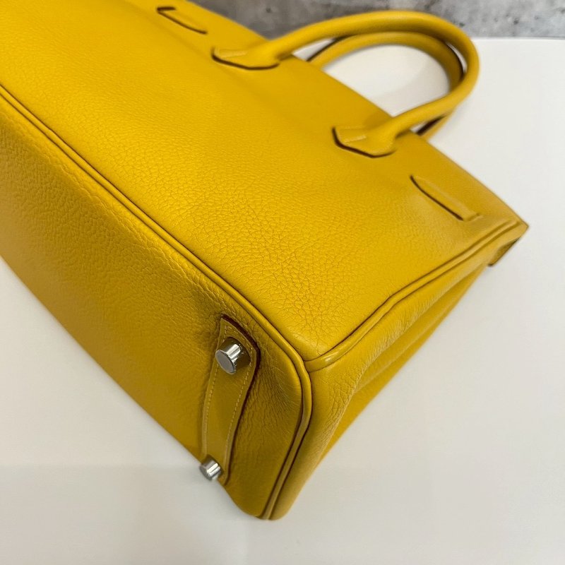 Hermes Birkin30 琥珀黃 玉米黃 銀釦-13