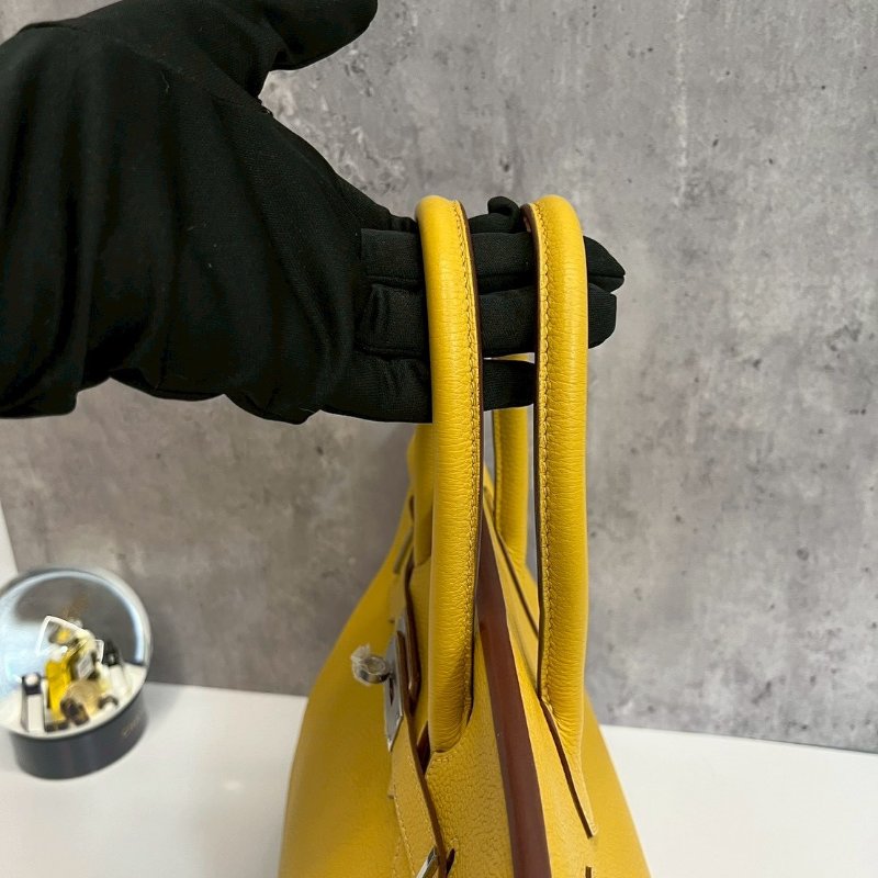 Hermes Birkin30 琥珀黃 玉米黃 銀釦-14