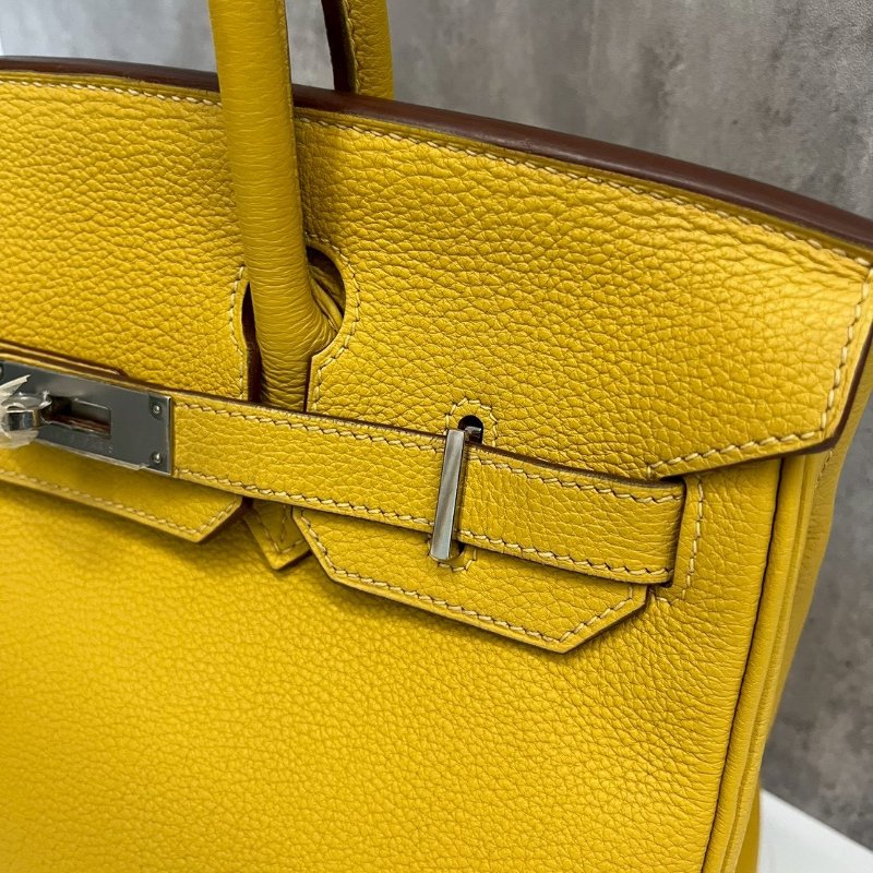 Hermes Birkin30 琥珀黃 玉米黃 銀釦-16