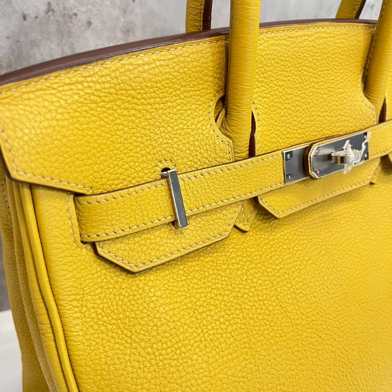 Hermes Birkin30 琥珀黃 玉米黃 銀釦-17