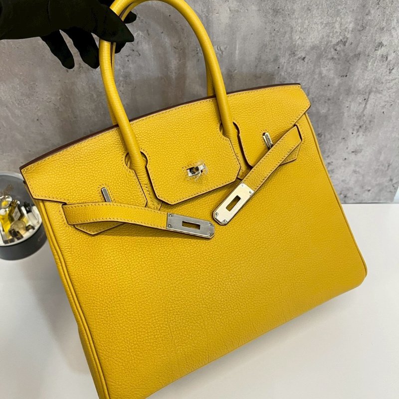 Hermes Birkin30 琥珀黃 玉米黃 銀釦-18
