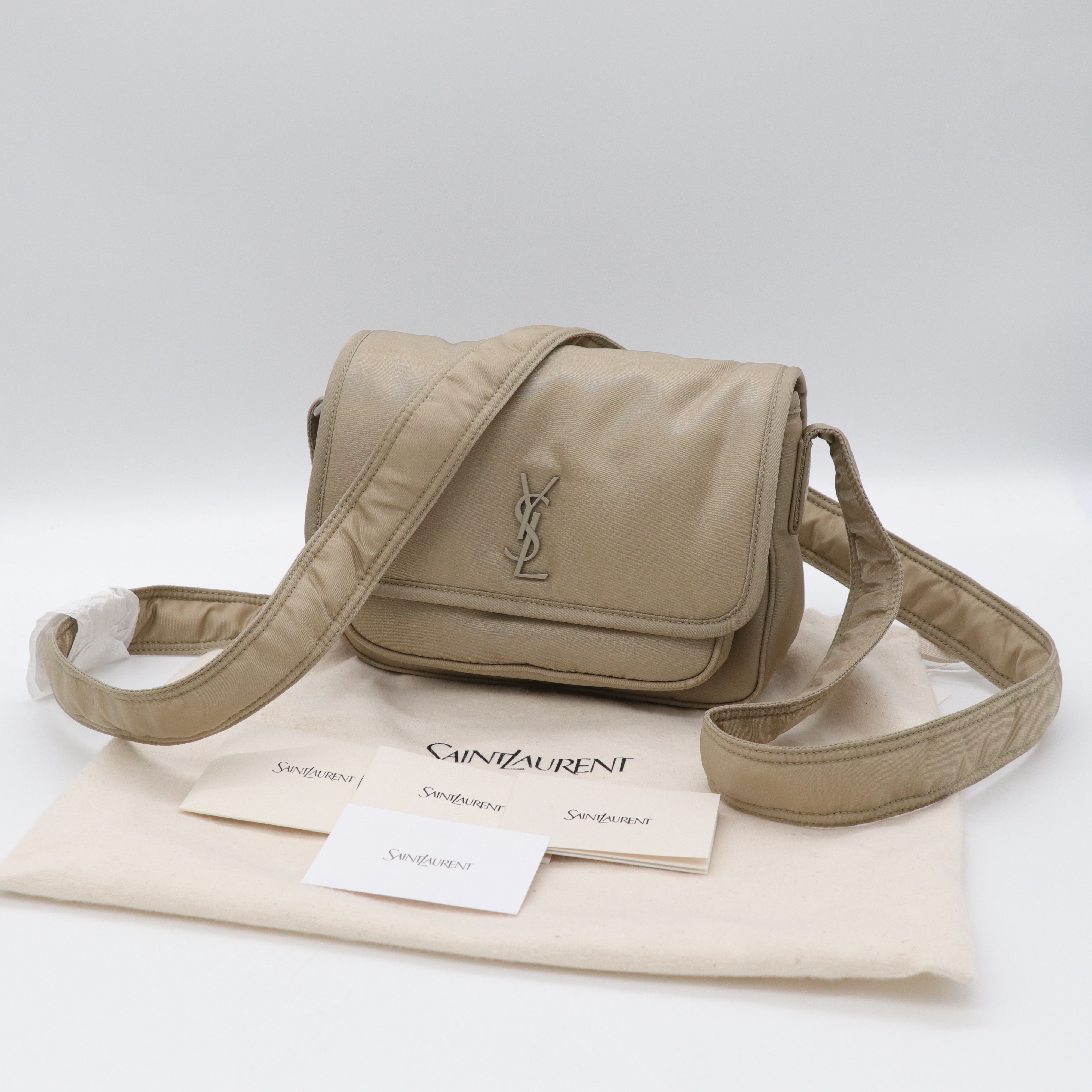 Saint Laurent YSL 聖羅蘭 NIKI 卡其色 尼龍 斜背包 郵差包-0