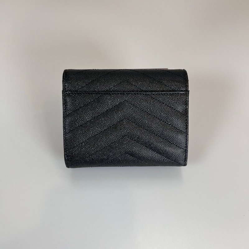 全新品 YSL 403943 黑金魚子醬三折短夾-1