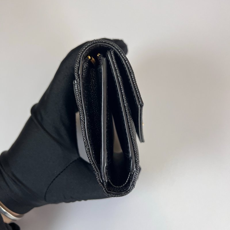 全新品 YSL 403943 黑金魚子醬三折短夾-2