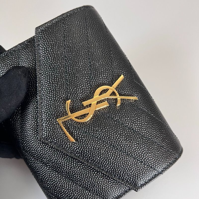 全新品 YSL 403943 黑金魚子醬三折短夾-8
