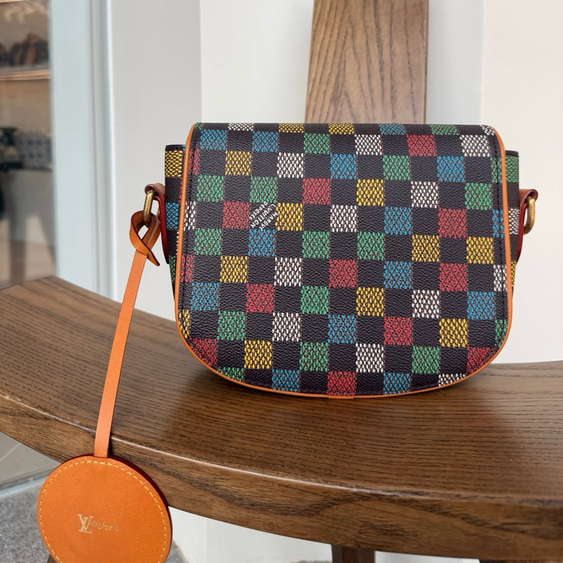 99新🆕LOUIS VUITTON 路易威登Montsouris郵差包 白色棋盤格塗層面料斜挎包 小號✅正品-1