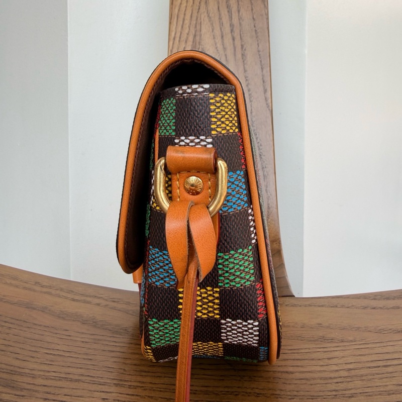 99新🆕LOUIS VUITTON 路易威登Montsouris郵差包 白色棋盤格塗層面料斜挎包 小號✅正品-2