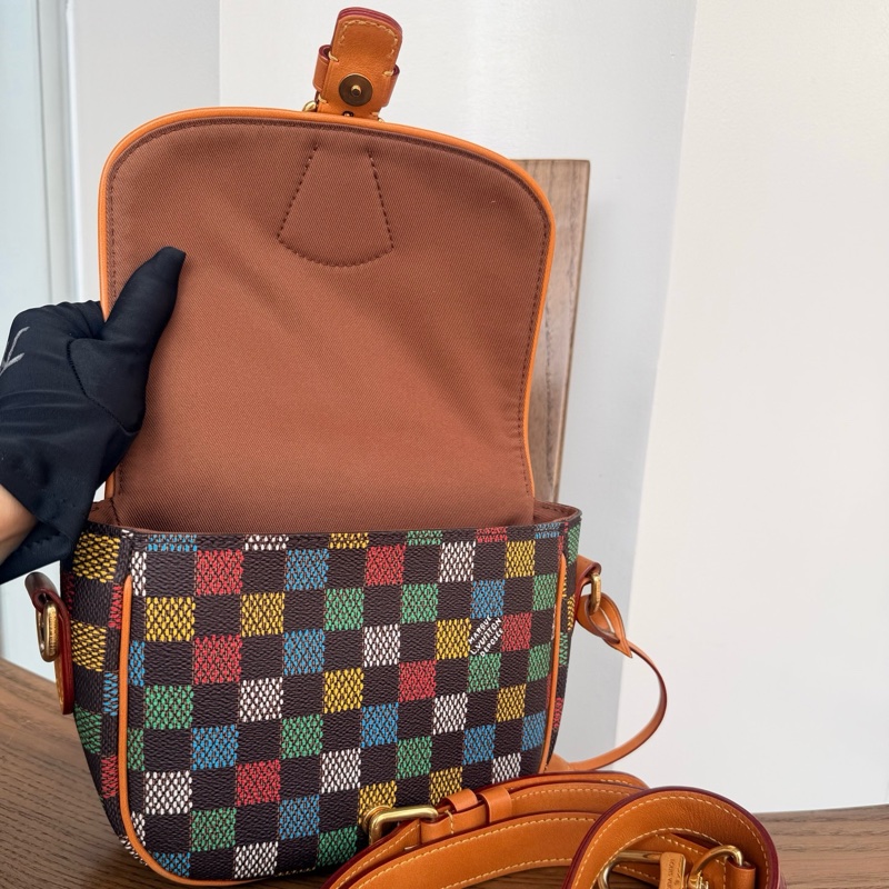 99新🆕LOUIS VUITTON 路易威登Montsouris郵差包 白色棋盤格塗層面料斜挎包 小號✅正品-5