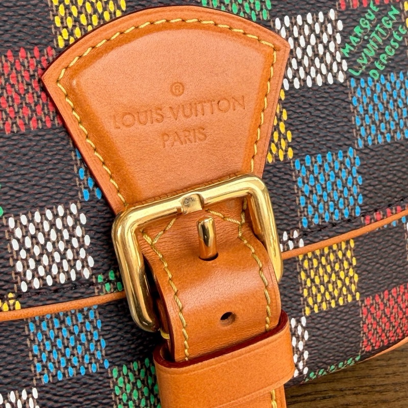 99新🆕LOUIS VUITTON 路易威登Montsouris郵差包 白色棋盤格塗層面料斜挎包 小號✅正品-7