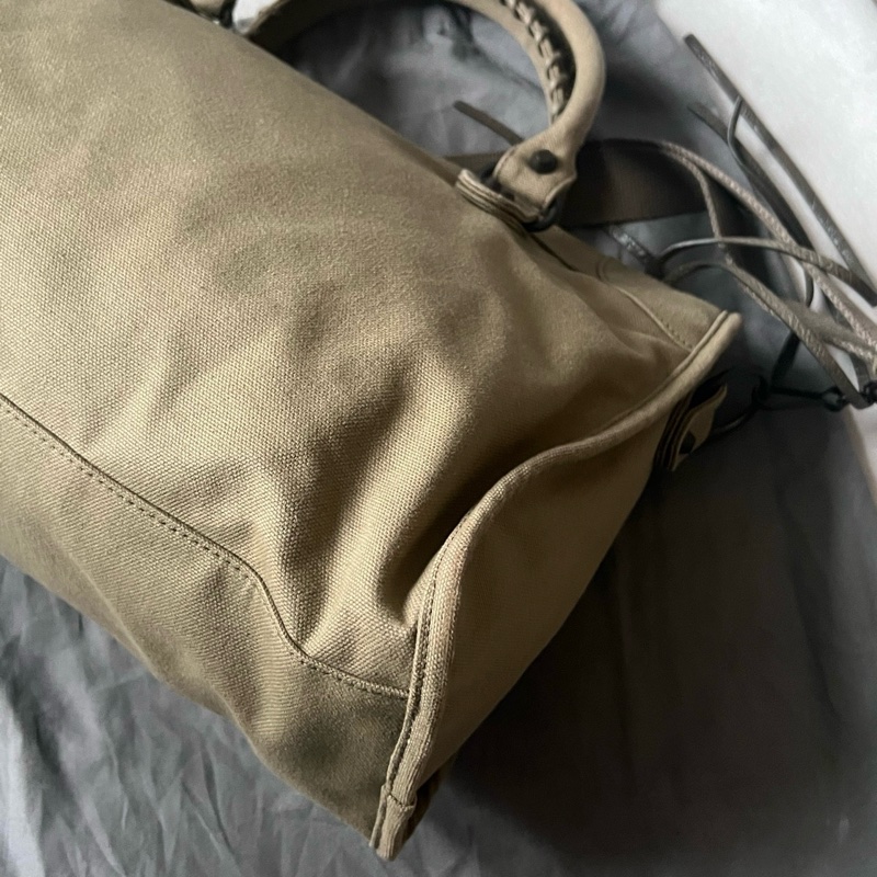 99新Balenciaga/巴黎世家新款卡其色帆布LeCity手提包單肩包斜挎包 ✅正品-3