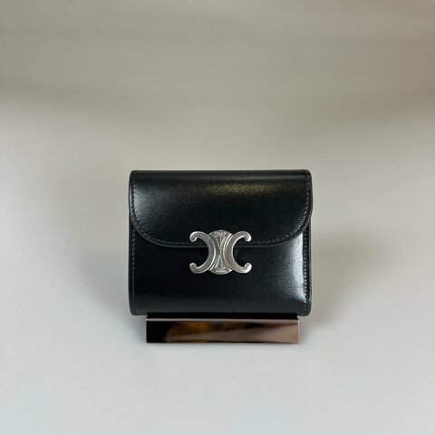 CELINE  黑銀凱旋門三折短夾