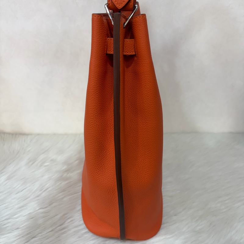 HERMES SO KELLY 26 TOGO愛馬仕橘色銀釦凱莉包肩背包斜背包水桶包-1