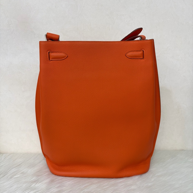 HERMES SO KELLY 26 TOGO愛馬仕橘色銀釦凱莉包肩背包斜背包水桶包-2