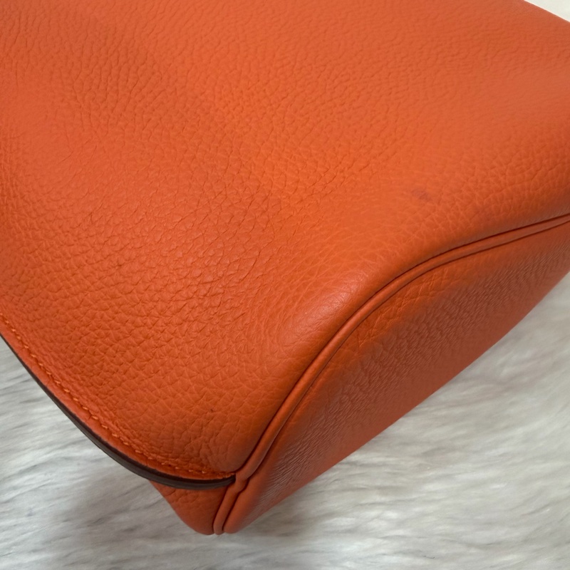 HERMES SO KELLY 26 TOGO愛馬仕橘色銀釦凱莉包肩背包斜背包水桶包-6