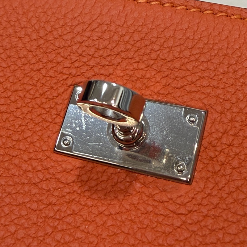 HERMES SO KELLY 26 TOGO愛馬仕橘色銀釦凱莉包肩背包斜背包水桶包-21